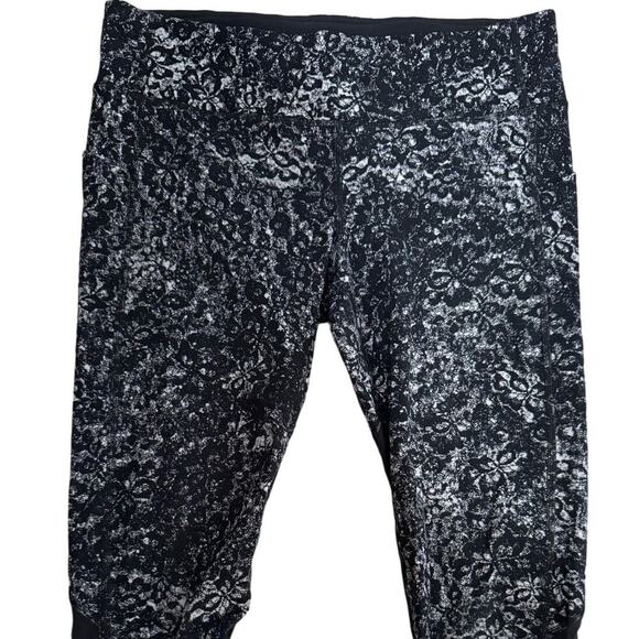 Lululemon Pace Rival Crop Leggings Medium Rise Mesh Abstract Print Black Size 10 - Picture 4 of 10